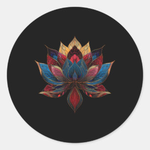 Lotus Flower Vintage Japanese Zen Buddhism Yoga _2 Classic Round Sticker