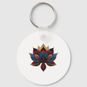 Lotus Flower Vintage Japanese Zen Buddhism Yoga _4 Keychain