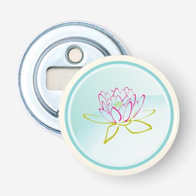 Lotus Flower / Water Lily Illustration Bottle Opener (Front)