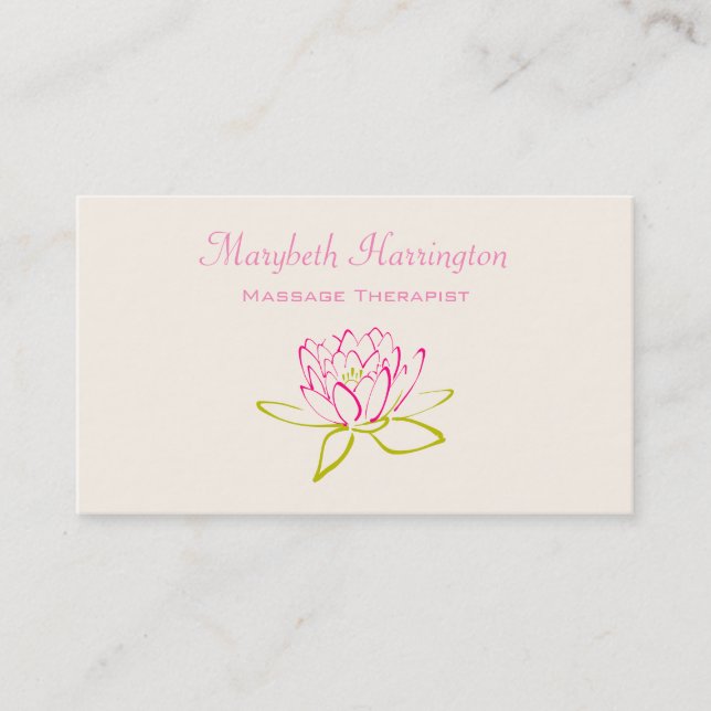 Lotus Flower / Water Lily Illustration Business Card (Front)