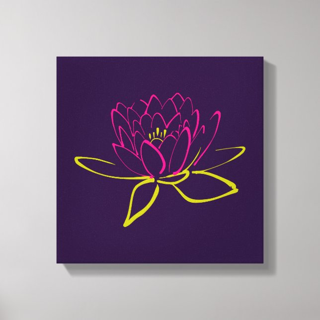 Lotus Flower / Water Lily Illustration Canvas Print (Front)