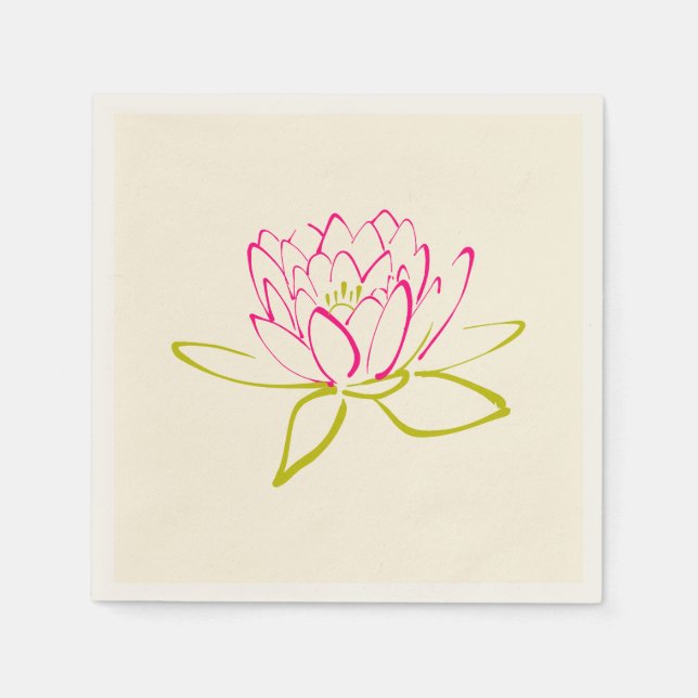 Lotus Flower / Water Lily Illustration Napkin (Front)