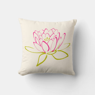 Lotus Flower / Water Lily Illustration Throw Pillow