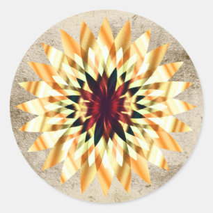 Lotus Flower Watercolor Gold Logo Healing Yoga Classic Round Sticker