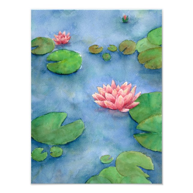 Lotus flower watercolor photo print (Front)