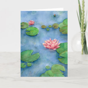 Lotus flower watercolor thank you card