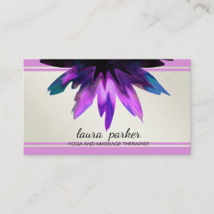 Lotus Flower Watercolor Yoga Healing Massage Business Card
