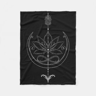 Lotus Flower With Arrow And Infinity Symbol Lotus Fleece Blanket