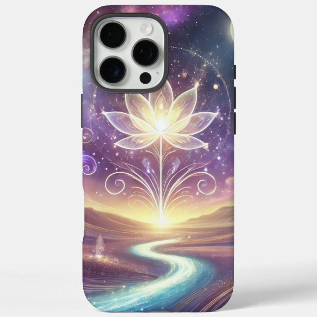Lotus Flower with Cosmic Sky and Flowing River Case-Mate iPhone Case (Back)