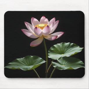 Lotus flower with leaves digital art mouse pad