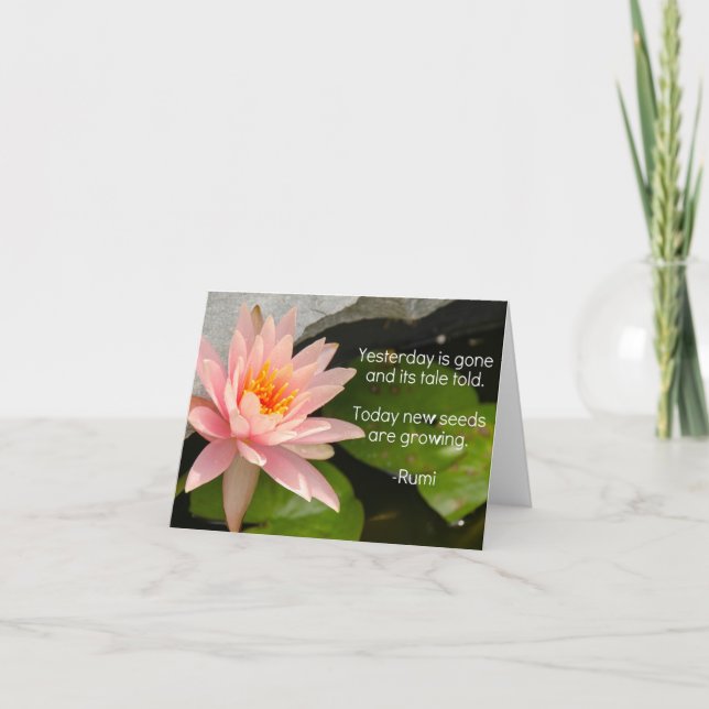 Lotus Flower with Rumi Quote on Seeds Growing Card (Front)