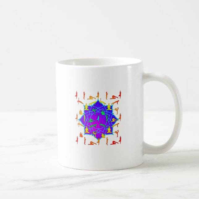 Lotus Flower With Yoga Poses Coffee Mug (Right)