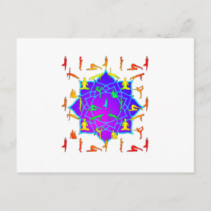 Lotus Flower With Yoga Poses Postcard
