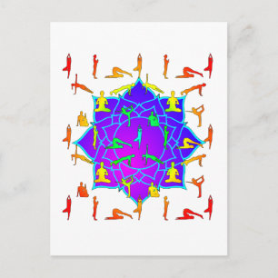 Lotus Flower With Yoga Poses Postcard