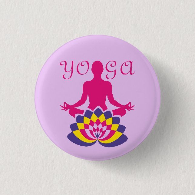 Lotus Flower Yoga 1 Inch Round Button (Front)