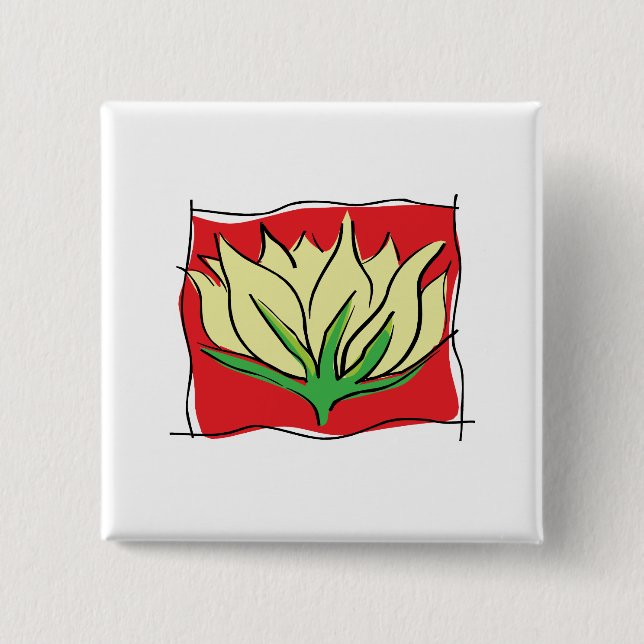 Lotus Flower Yoga 2 Inch Square Button (Front)