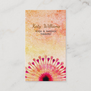 Lotus Flower Yoga Instructor Meditation Red Orange Business Card