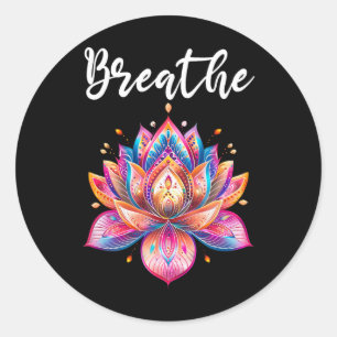Lotus Flower Yoga Meditation Breathe _3 Classic Round Sticker