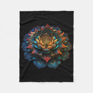 Lotus Flower Yoga Zen Bohemian Namaste Meditation. Fleece Blanket