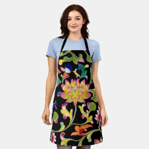 Lotus Flowers and Vine Apron