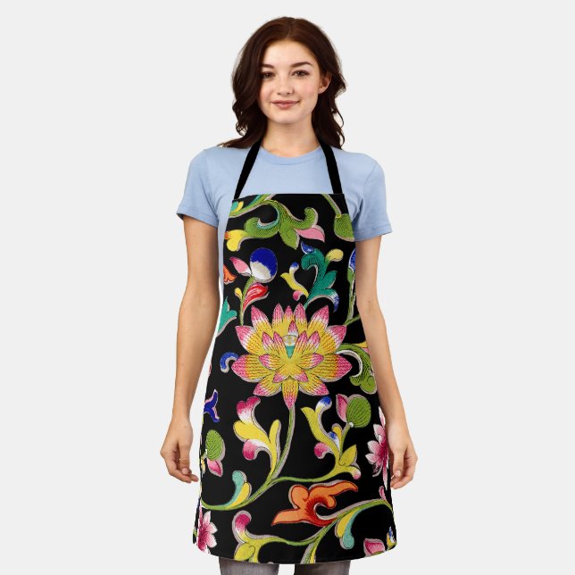 Lotus Flowers and Vine Apron (Worn)