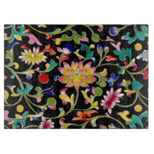 Lotus Flowers and Vine Cutting Board