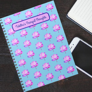 Lotus Flowers Baby Blue Background Notebook