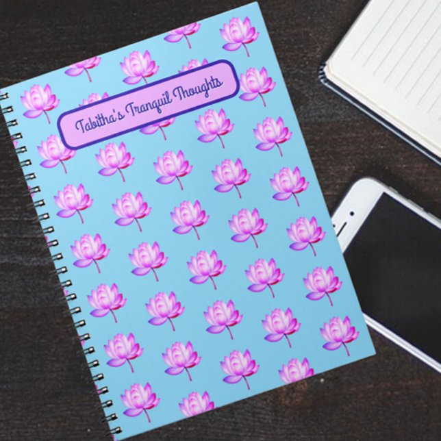 Lotus Flowers Baby Blue Background Notebook (Creator Uploaded)