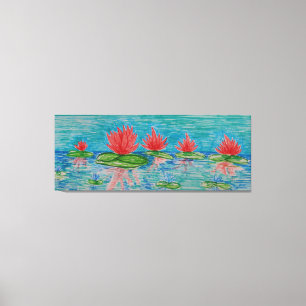 Lotus flowers Drawing Single Canvas Print