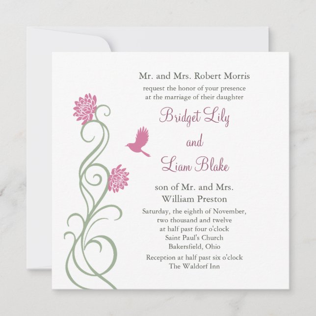 Lotus Flowers Faire-part de mariage (blanc) (Devant)