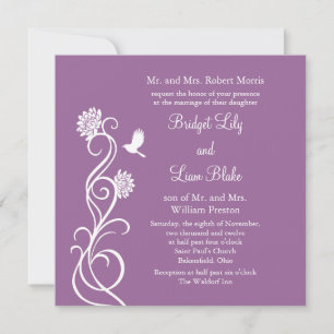 Lotus Flowers Faire-part de mariage (violet foncé)