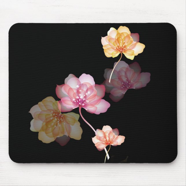 lotus flowers on black mouse pad (Front)
