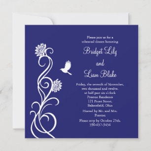 Lotus Flowers Rehearsal Dinner (indigo) Invitation
