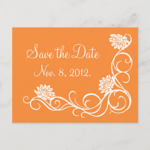 Lotus Flowers Save the Date Postcard-bright orange Announcement Postcard