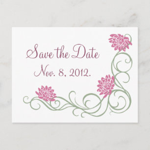Lotus Flowers Save the Date Postcard (white)