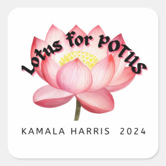Lotus For POTUS Harris Election Square Sticker