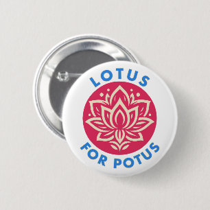 Lotus for Potus Kamala Harris for President Floral 2 Inch Round Button