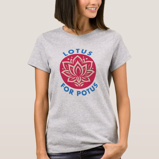 Lotus for Potus Kamala Harris for President Floral T-Shirt (Front)