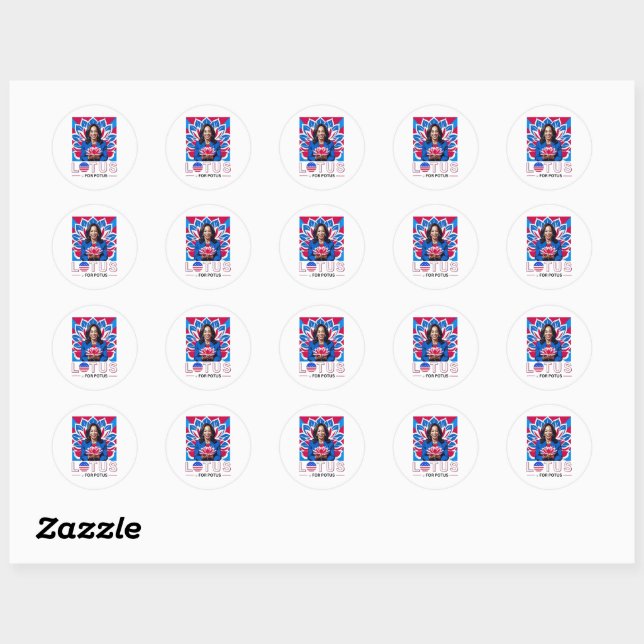 Lotus for Potus Kamala Harris President Campaign Classic Round Sticker (Sheet)