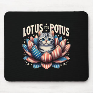 Lotus For Potus Us Flag Cat Lovers Kamala Harris Mouse Pad