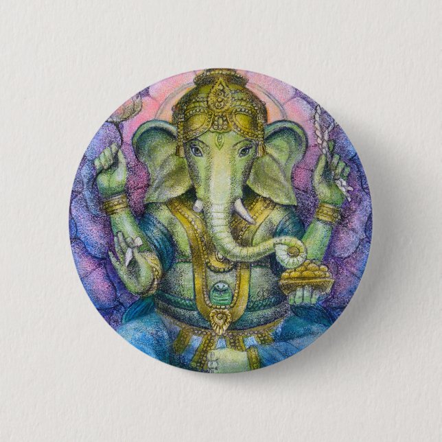 Lotus Ganesha Button (Front)