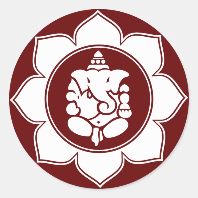Lotus Ganesha Classic Round Sticker (Front)