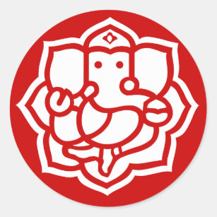 Lotus Ganesha Design Classic Round Sticker