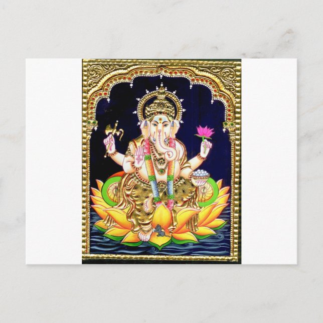 LOTUS GANESHA TANJORE PAINTING POSTCARD (Front)