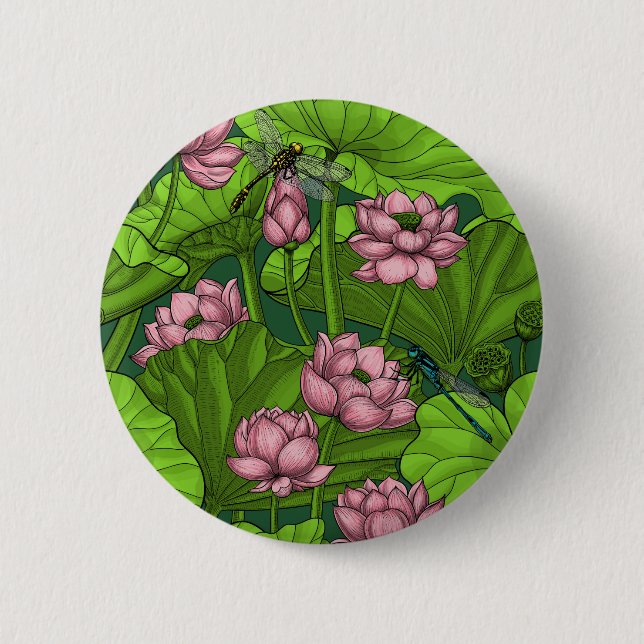Lotus garden 2 inch round button (Front)