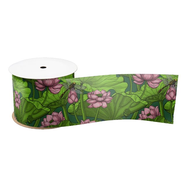 Lotus garden satin ribbon (Spool)
