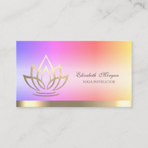 Lotus Gold Flower Stripe Yoga Instructor Business Card
