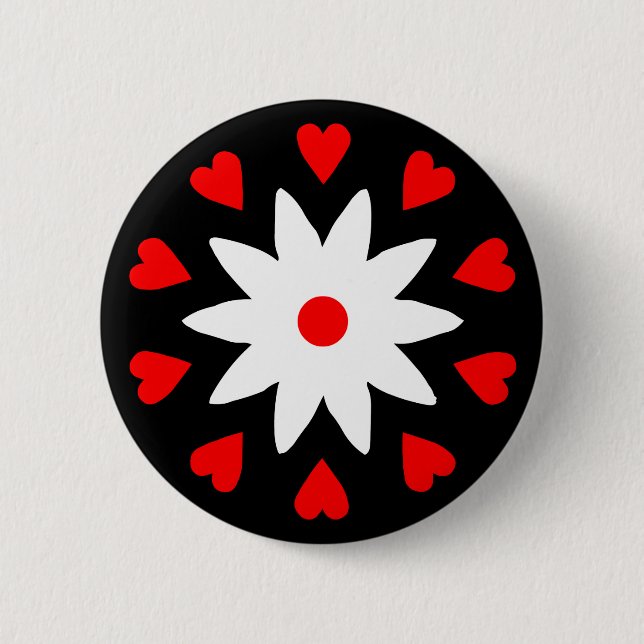 Lotus Heart 2 Inch Round Button (Front)