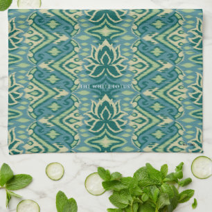 Lotus Ikat Pattern - The White Lotus Kitchen Towel