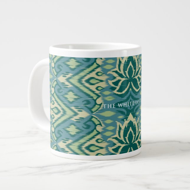 Lotus Ikat Pattern - The White Lotus Large Coffee Mug (Front Left)